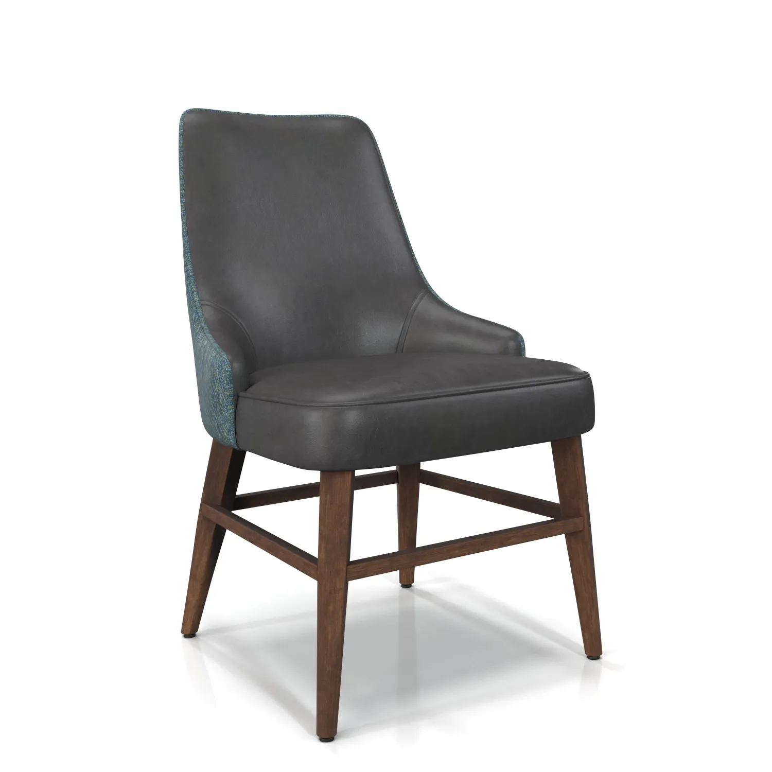 Leather Fabric Wood Base Dining Chair PBR 3D Model_01